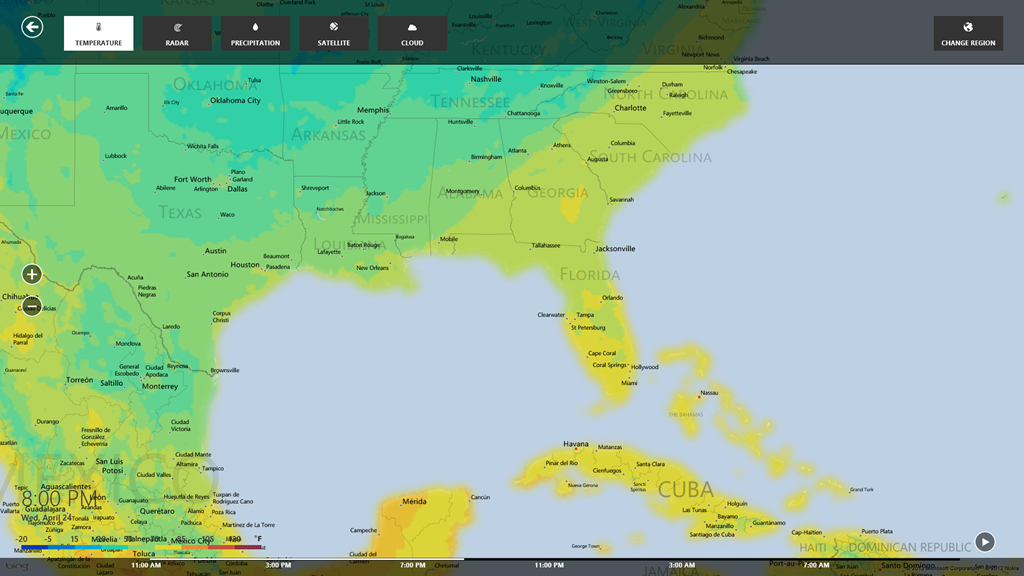 Windows 8 weather map