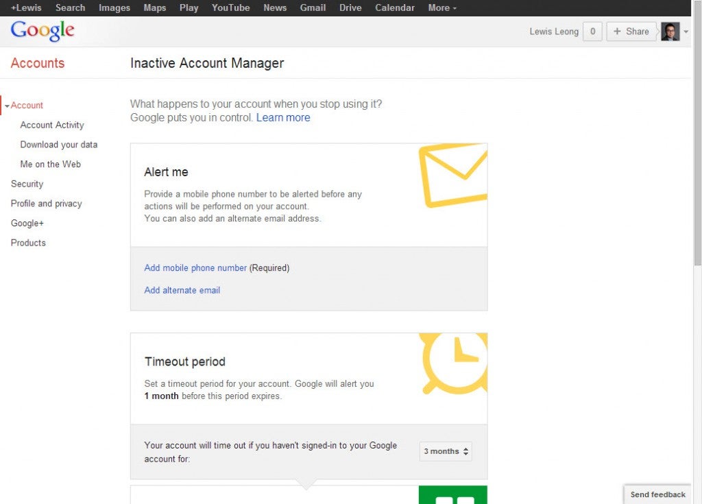 google inactive account manager