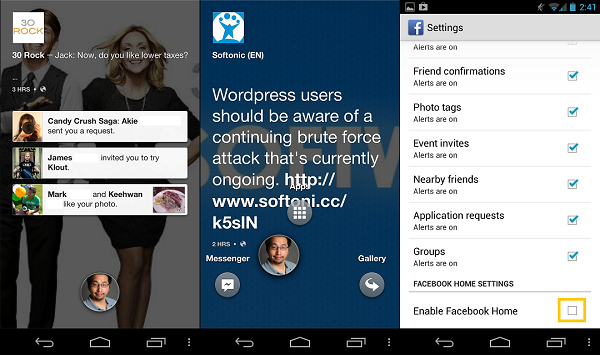 using facebook home using facebook home
