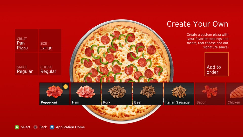 pizza hut for xbox app