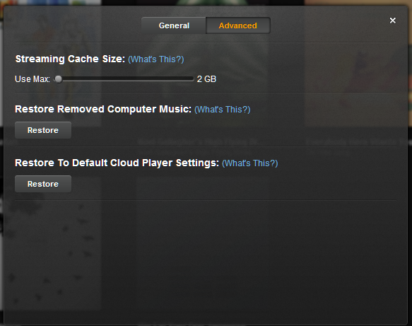 Amazon Cloud Player for PC cache option