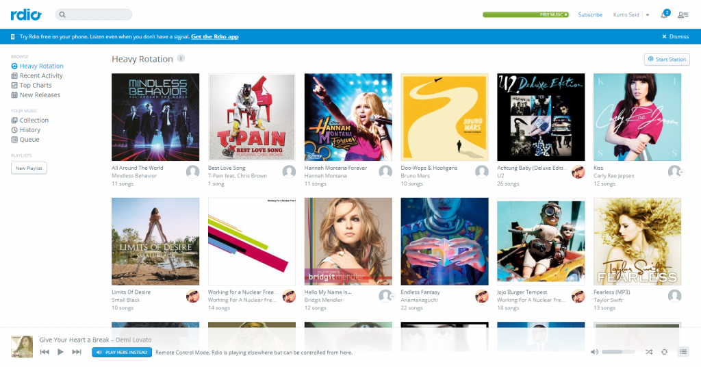 rdio web app