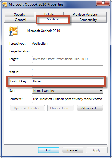shortcut tab
