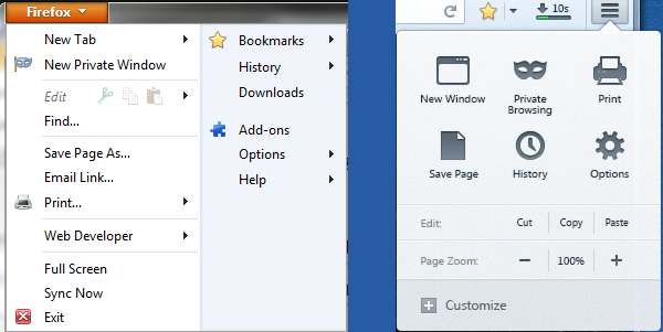 Firefox Panel Menu