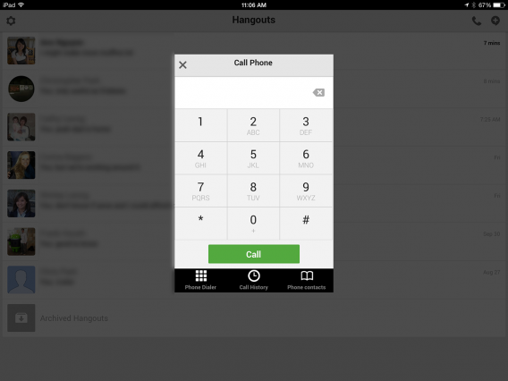 google hangouts calling