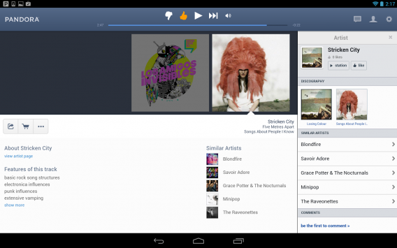 Pandora for Android tablets