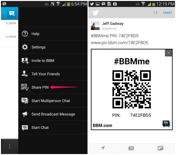 BBM PIN barcode