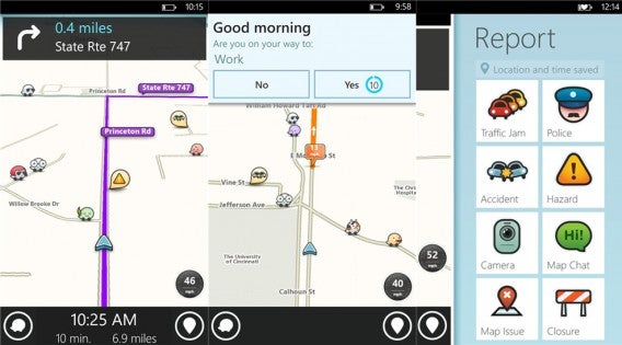 Waze for Windows Phone screenshots Waze for Windows Phone screenshots