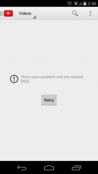YouTube error Android