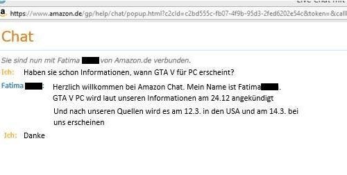GTA V on PC - the German Amazon chat