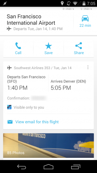 Google Maps flight info