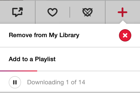 Beats Music share like dislike add to