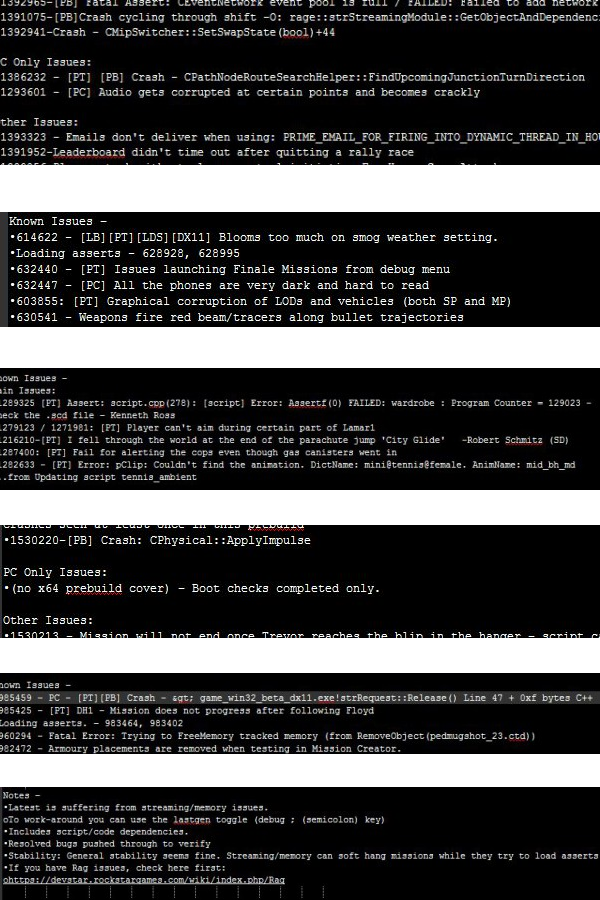 GTAV PC bug log