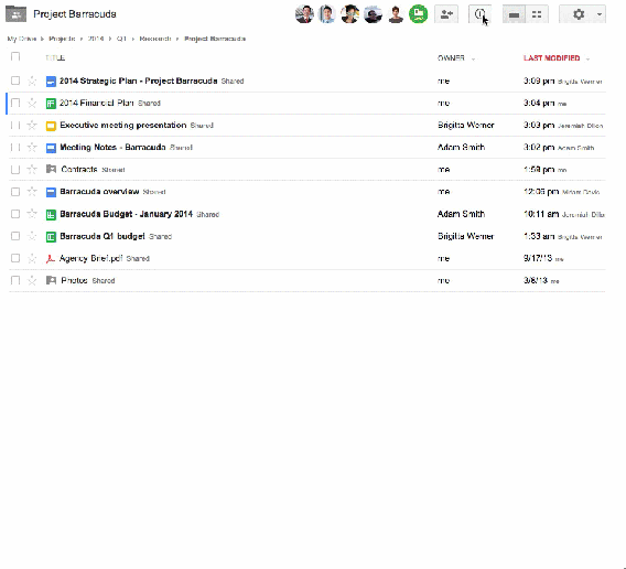 Google Drive Activity Feed animated