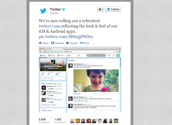 Twitter's announcement of the new design Twitter's announcement of the new design