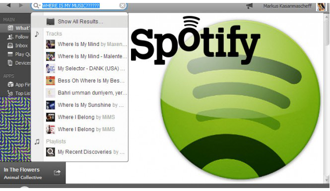 Spotify on tablet