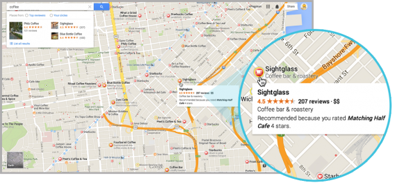 New Google Maps results