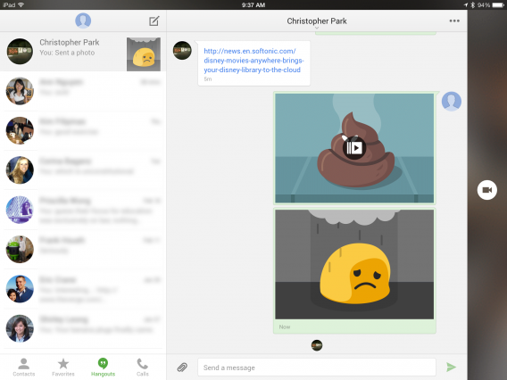 Google Hangouts for iPad