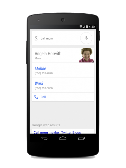 Google Now Call Mom
