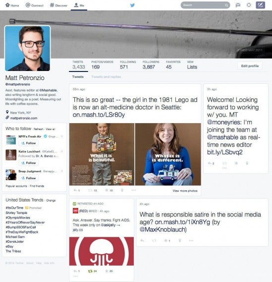 Mashable - Twitter redesign
