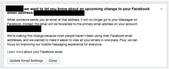 Facebook email notification Facebook email notification
