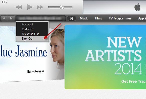 Log out of iTunes Log out of iTunes
