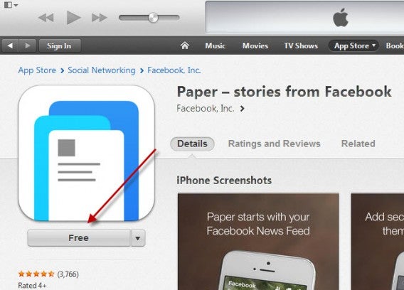 Click 'Free' to download the app
