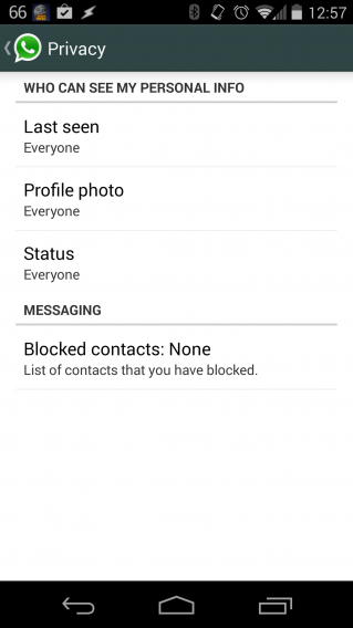 WhatsApp sharing options