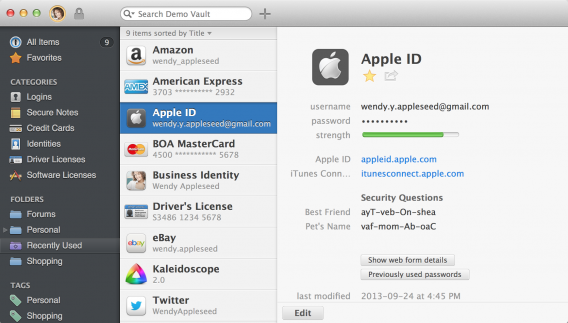 1password for Mac