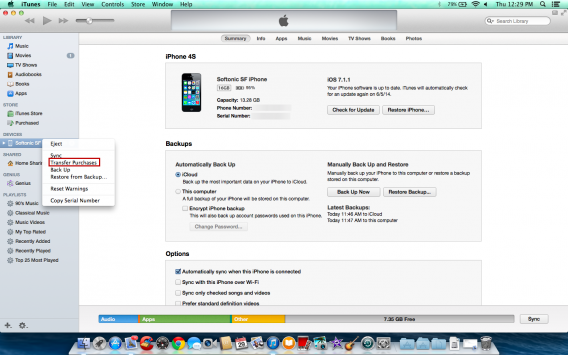 Mac OS X transfer purchases