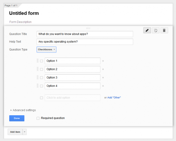 Google Forms checkboxes