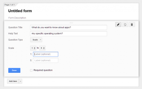 Google Forms scale