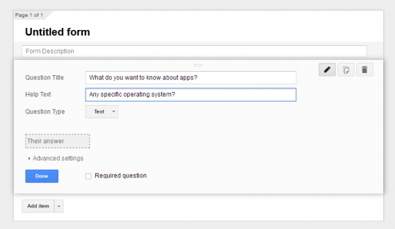 Google Form text
