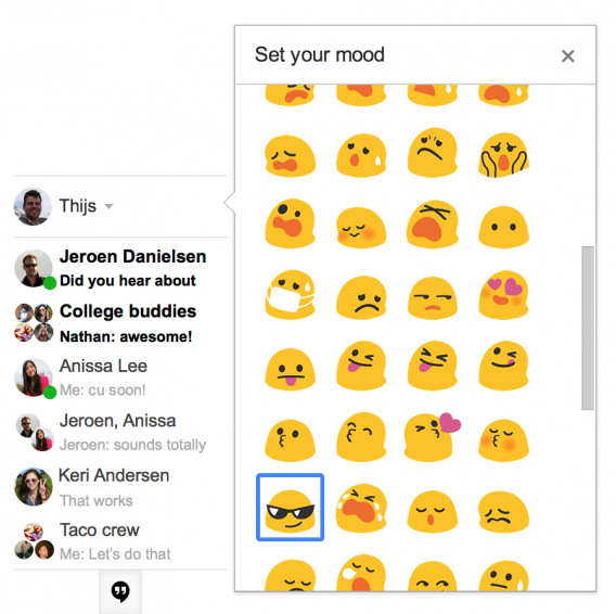 Gmail Hangouts set mood