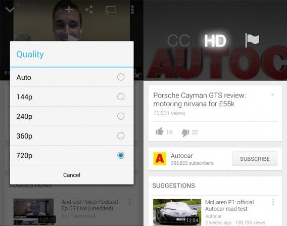 YouTube Android update new and old