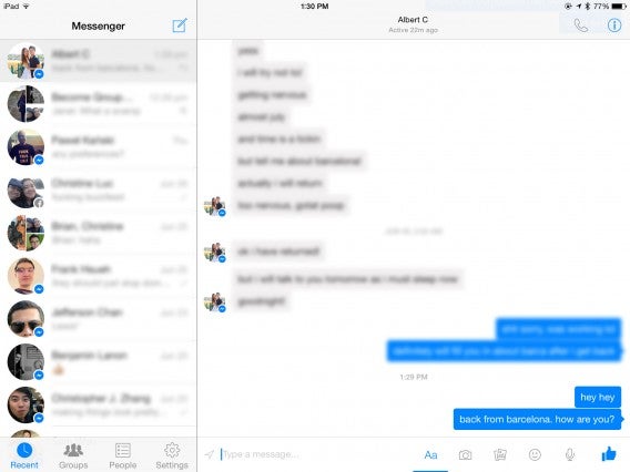Facebook Messenger for iPad