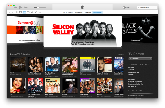 iTunes 12 TV shows