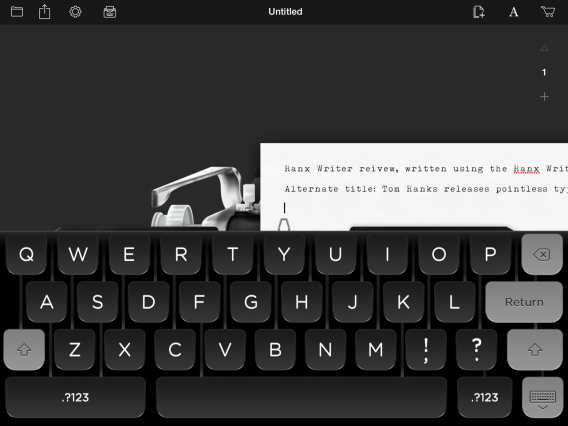 Hanx Writer virtual keyboard