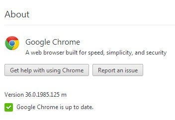 Google Chrome update page Google Chrome update page