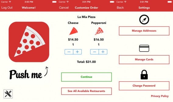 Push for Pizza combined interface