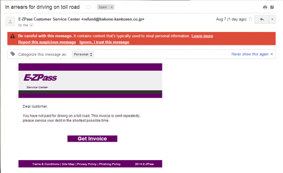 ez pass spam EZ Pass phishing scam