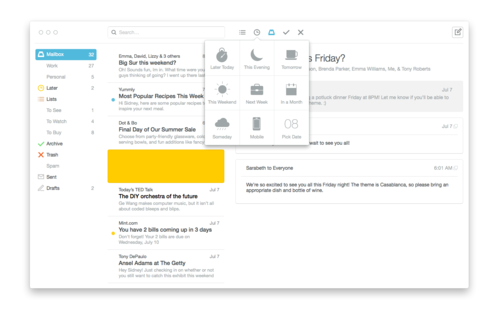 Mailbox for Mac snooze mail