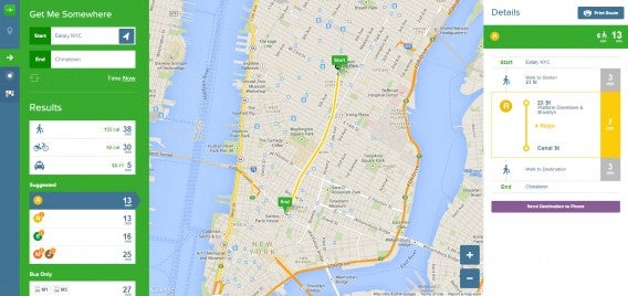 Citymapper NYC route calculations