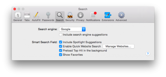 Safari Spotlight suggestions