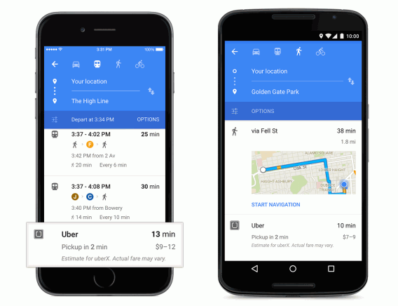 Google Maps Uber