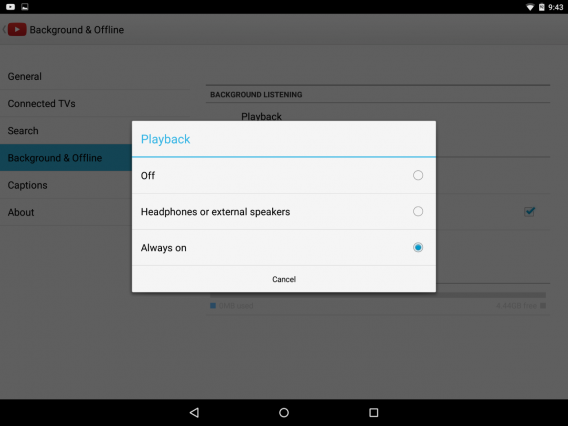 YouTube Music Key Nexus 6 playback
