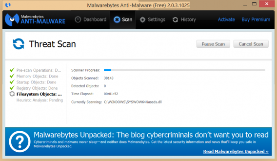 Malwarebytes scan
