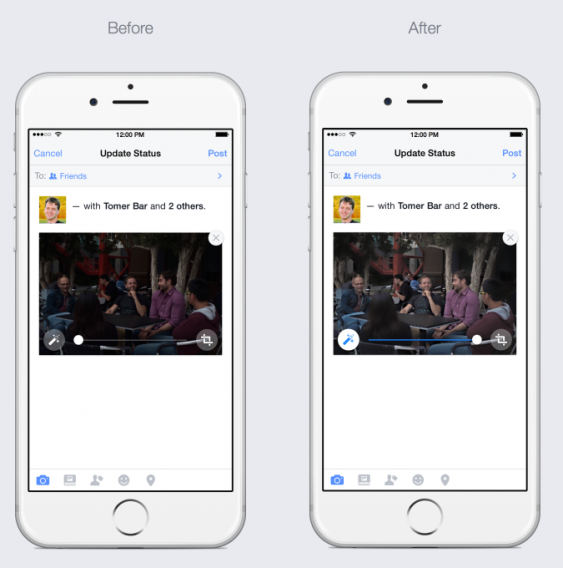 Facebook auto-enhance iPhone