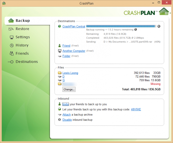 CrashPlan main CrashPlan main