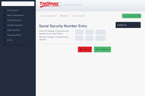 TaxSlayer main interface